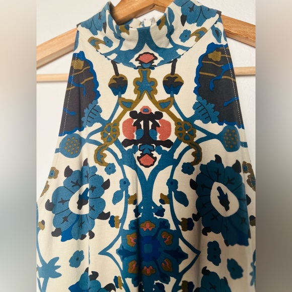 Intimately Free People S Floral Geometric Mock Neck Sleeveless Bodysuit Boho - Picture 2 of 11